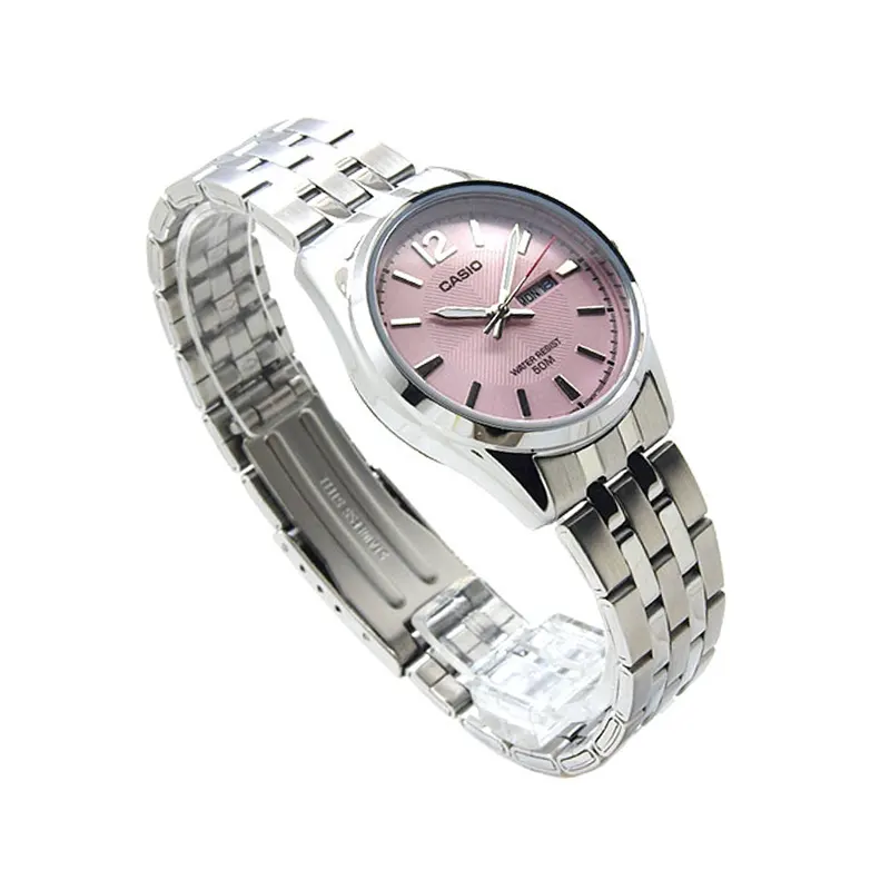 Casio Japan Quartz Enticer Pink Dial Silver Ladies Watch- LTP-1335D-5AVDF